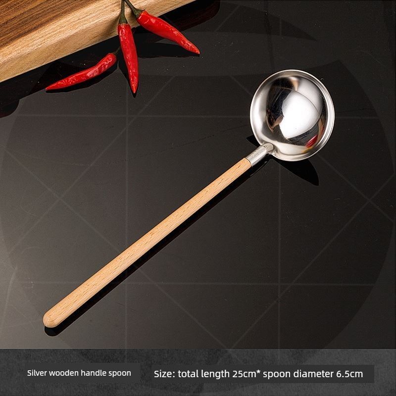 Household Soup Spoon 304J Stainless Steel Spoon Large Head Deepened Soup Spoon Dining Spoon Kitchen Soup Spoon Noodle Spoon