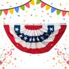 USA Pleated Fan Flag American US Bunting Flag Patriotic Bunting Red White And Blue Buntings Decoration July Fourth Outside Decor