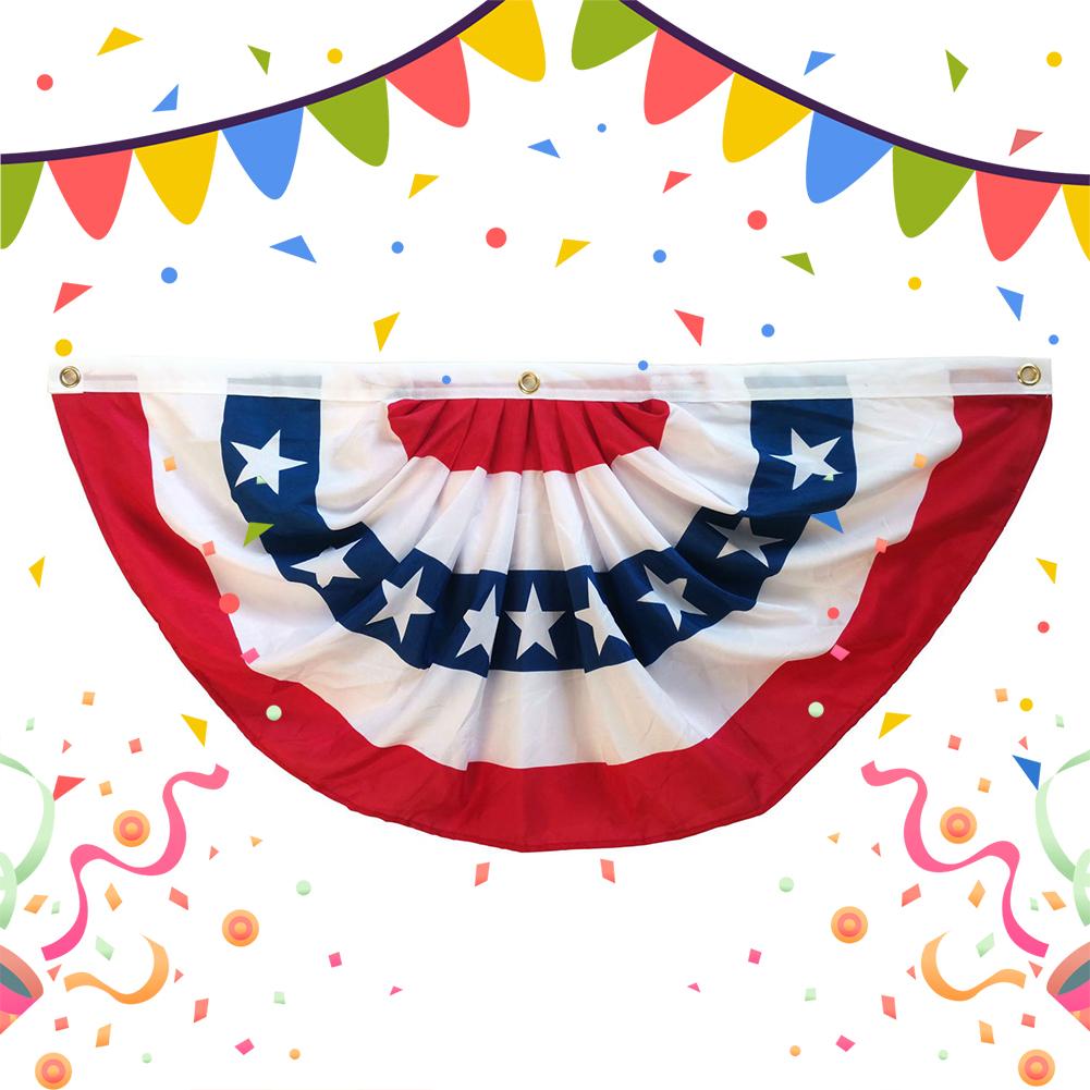 USA Pleated Fan Flag American US Bunting Flag Patriotic Bunting Red White And Blue Buntings Decoration July Fourth Outside Decor