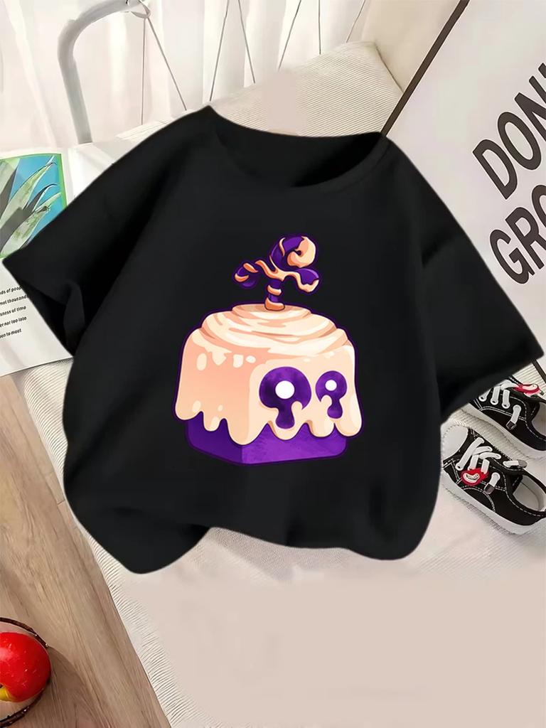 Süße Obstbox Kinder Kurzarm T-Shirt Sommer Niedlich Cartoon Rundhalsausschnitt Jungen Mädchen 3-14