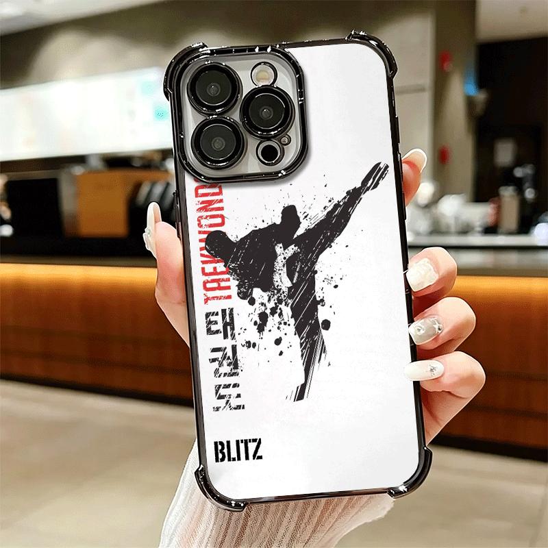 Taekwondo Kungfu Desgin Soft Phone Case For iPhone 15 16 17 Air 14 Pro Max 16E Plus 13 12 Mini Plating Anti-Fall Fundas