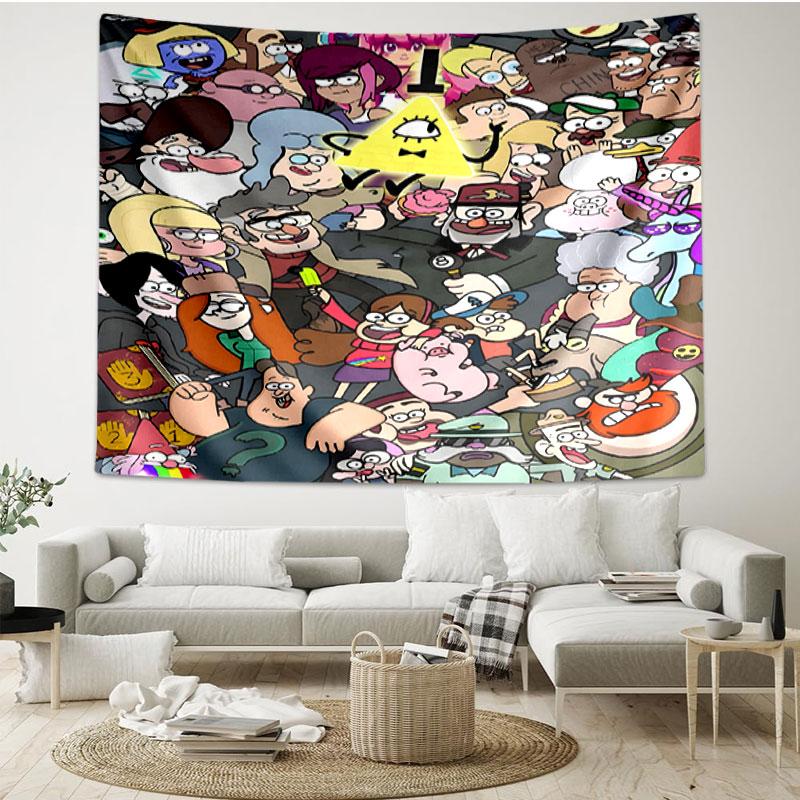 Gravity Falls Print Tapestry - Portable Wall Decor Cloth, for Home, Dorm, Travel, Bedroom, Living Room - Ideal Birthday Housewarming Gift
