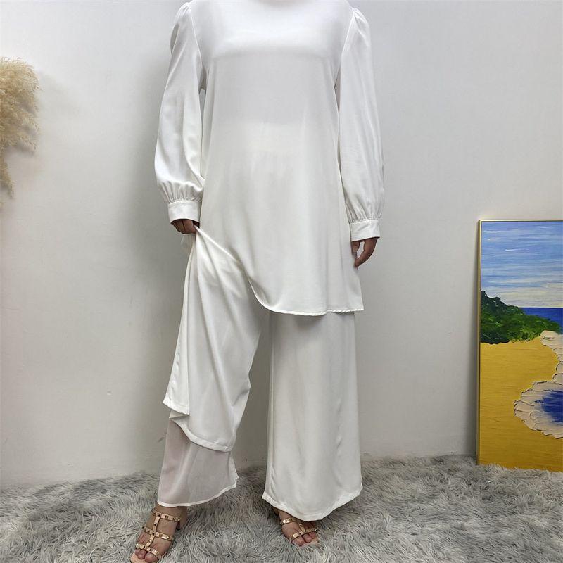 Ethnic Style Women s Clothing Set, Solid Color Clothing, Middle Eastern Style, Plus Size Loose Clothing, Women Suits Lady White XL