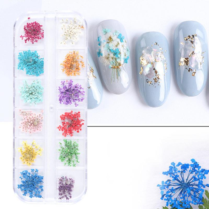 Flower Nail Art Decoration Real Mini Dried Blossom Natural Floral Stickers Nail Charms Diy Manicure Nails Accessories Home Salon