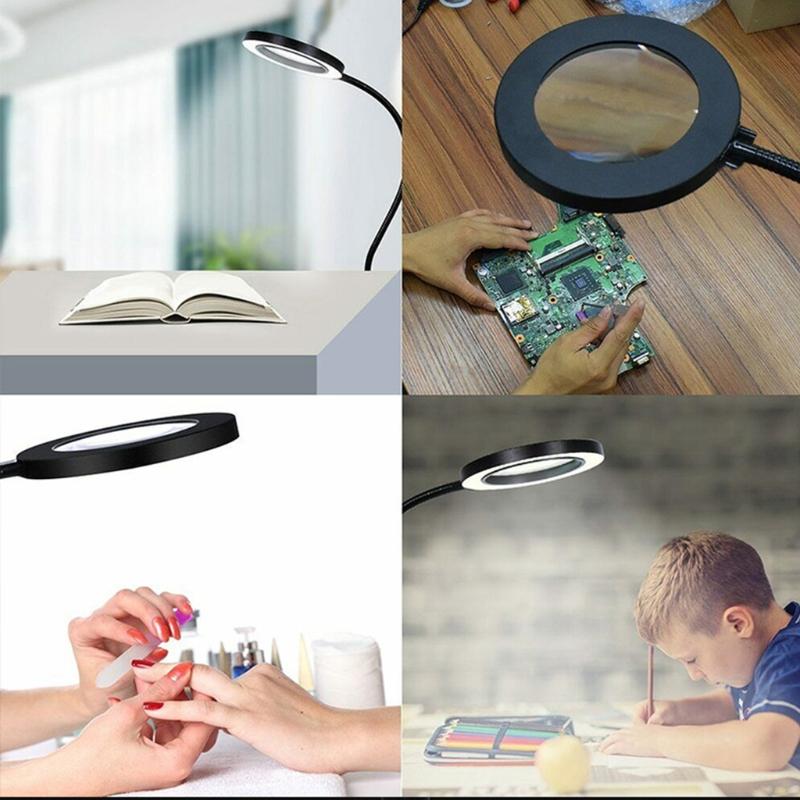 Ulepszona lupa z podświetleniem 10x Lampa biurkowa powiększająca Ramię gęsia Szyjka Nadaje się do czytania Pracy z bliska Hobby 72 LED