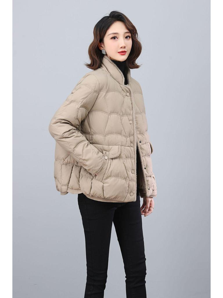 Women's Short Lightweight Down Jacket - 2024 Winter Collection, Loose Fit, Warm White Duck Down Outerwear