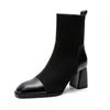 Fashion 2024 New High Heel Ankle Boots for Women Korean Style Fashion Square Toe Woman's Boots Comfortable Thick Heel Black Short Boots