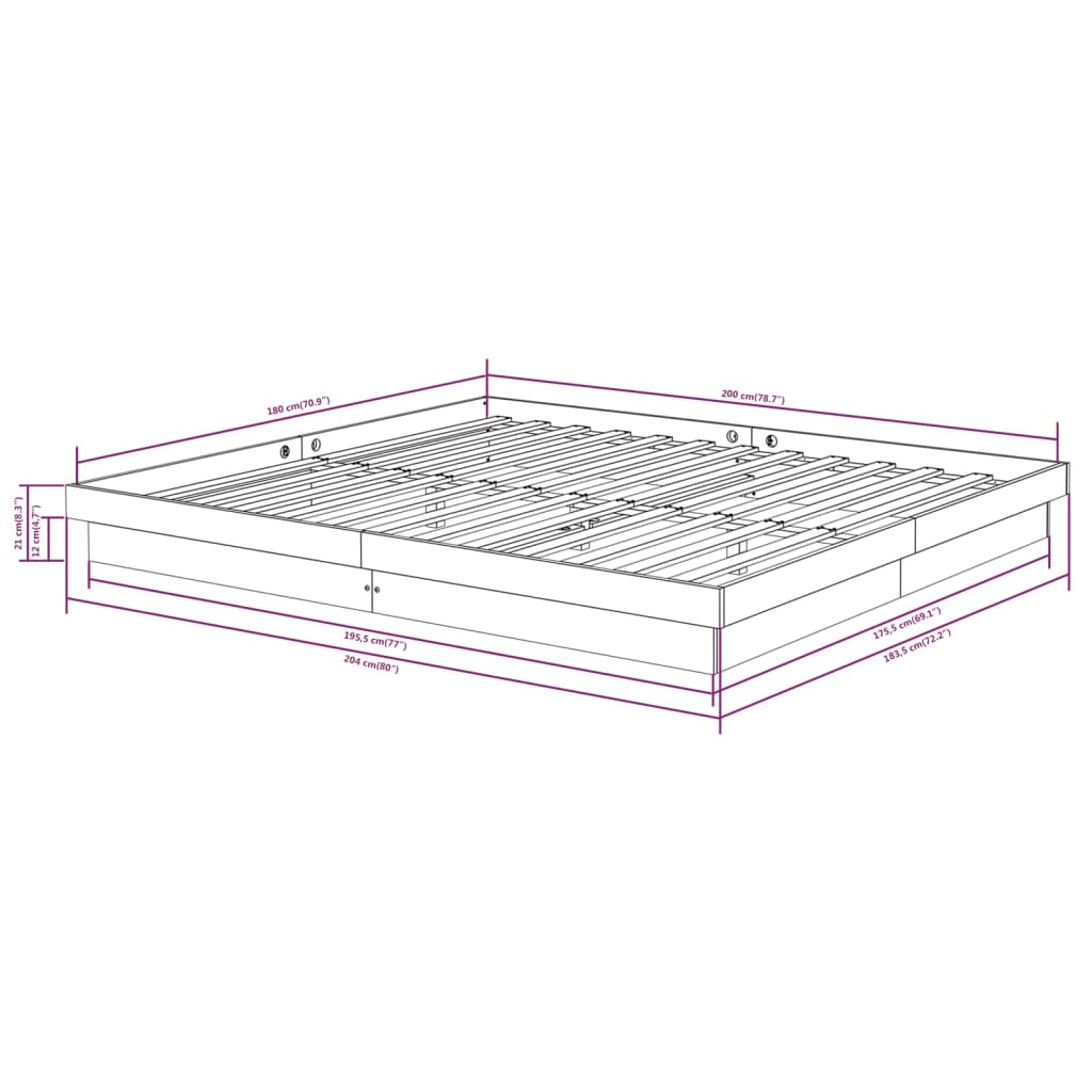 Solid Wood Bed White 180 x 200 cm