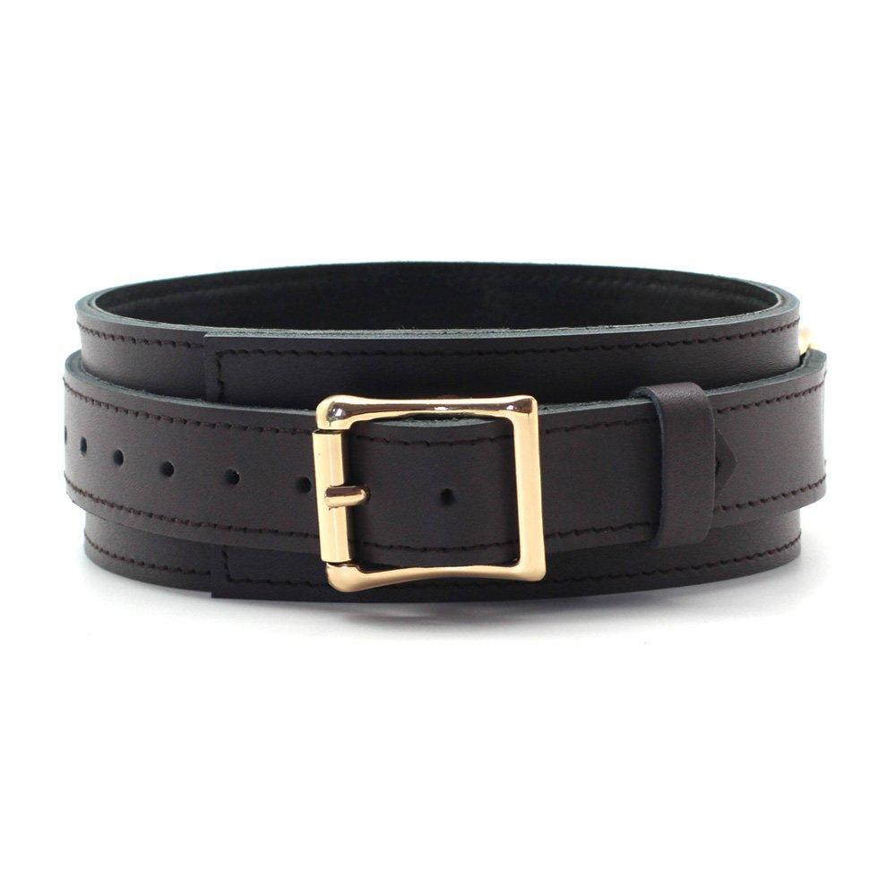 Liebe Seele SM Restraints Genuine Day High-end Collar, Handcuffs, Set, Leather, Cosplay, Valentine's (Brown)