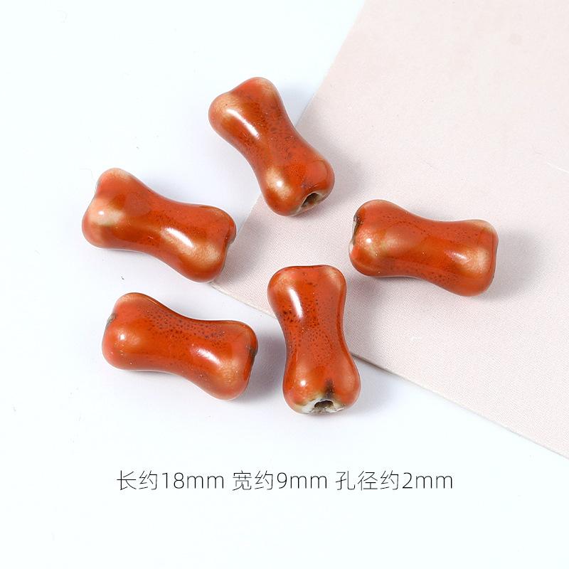 10pcs Design Sense Bone Retro Fun Shaped Ceramic Beads Jewelry Making Materials Charm Bracelet and Necklace Trend Accessories