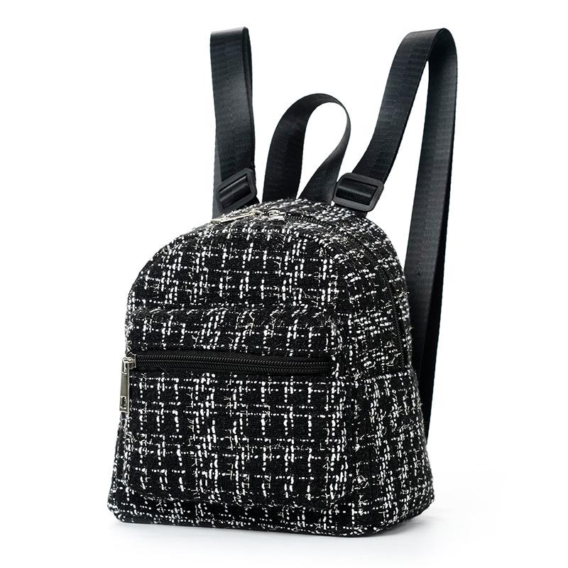 Women's Ethnic-Style Straw Backpack with Double Layer Zipper