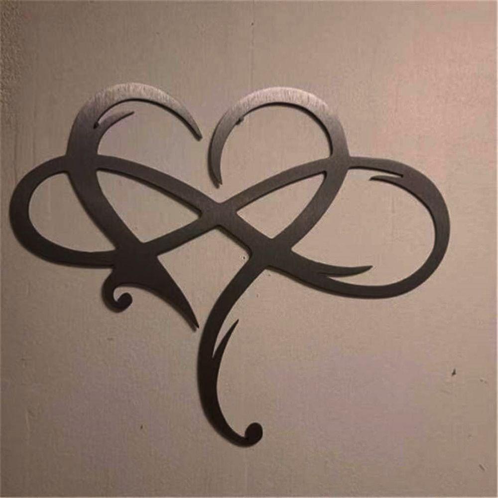 Black Iron Heart Wall Art Love Sign Plaque Infinity Heart Decor Wall Ornament