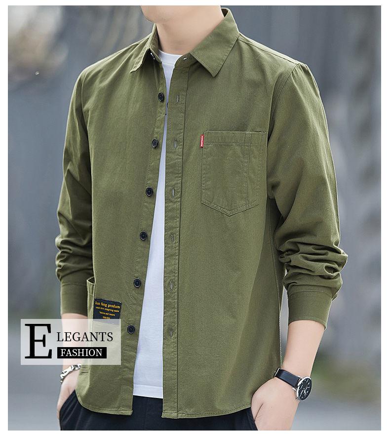 Camicia Casual da Uomo in Cotone Antigrinze a Maniche Lunghe Vestibilità Larga - Giacca Trendy per Lavoro Primavera & Autunno
