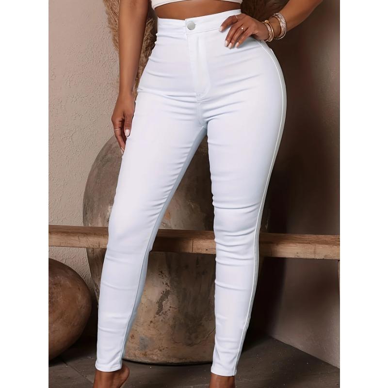 Letnie Spodnie Elastyczne Obcisłe w Jednolitym Kolorze Kobiety Casual Chic Vintage Ołówkowe Wyszczuplające Spodnie Damska Moda Wysoki Stan Streetwear Spodnie