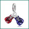 S925 Zilver Rood En Blauw Bokshandschoen Hanger Kracht Kralen Armband Ketting DIY Handgemaakte Ambachtelijke Accessoires Losse Kralen