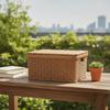 Storage Basket with Lid Decorative Storage Box with Lid Woven Box Portable Sturdy for Closet, Bedroom
