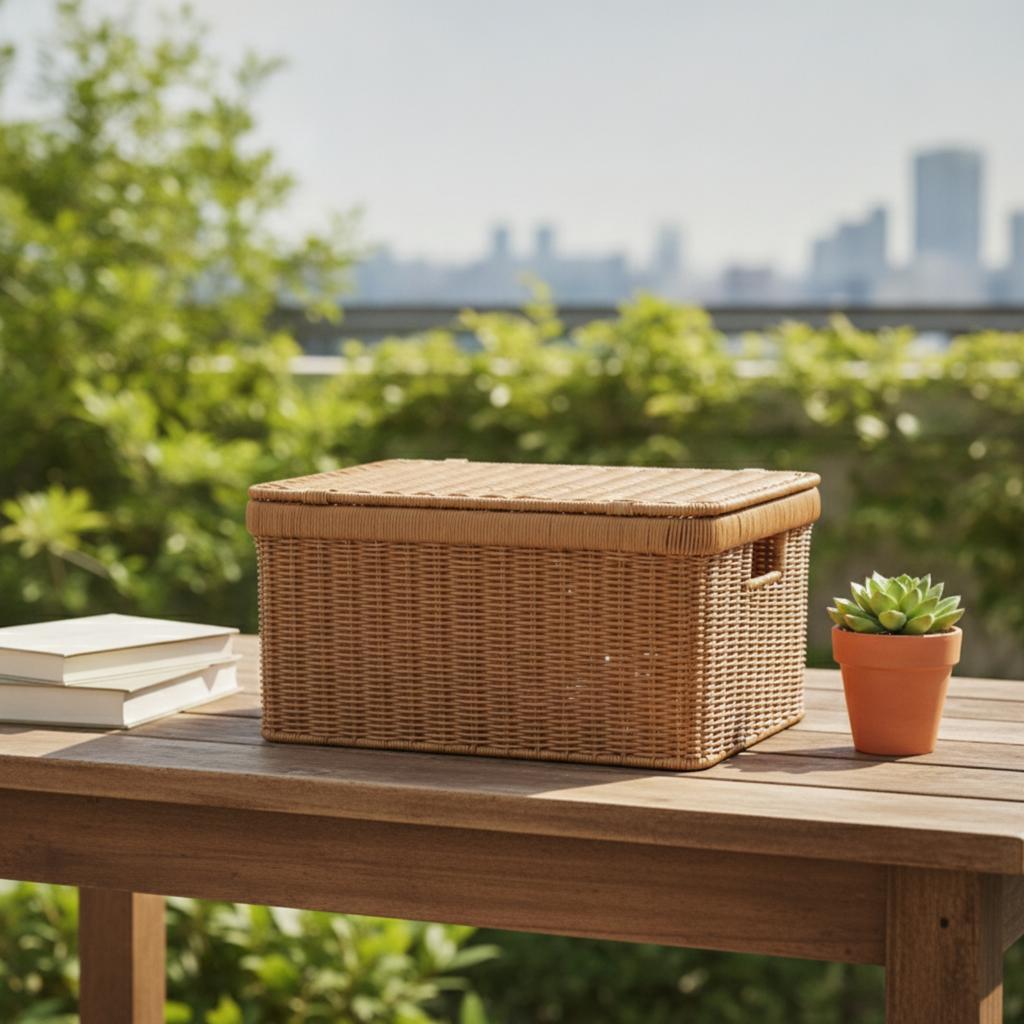 Storage Basket with Lid Decorative Storage Box with Lid Woven Box Portable Sturdy for Closet, Bedroom