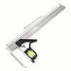 A Set of Three-in-one Multifunctional Adjustable Woodworking Tools- Stainless Steel Combination Square, Equipped with a Digital Angle Gauge and Ruler