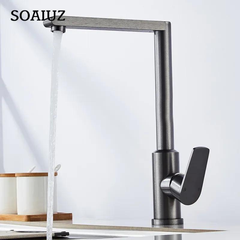 Kitchen Sink Faucet Space Aluminum Alloy Material Can Rotate 360 ° Hot and Cold Mixing Faucet