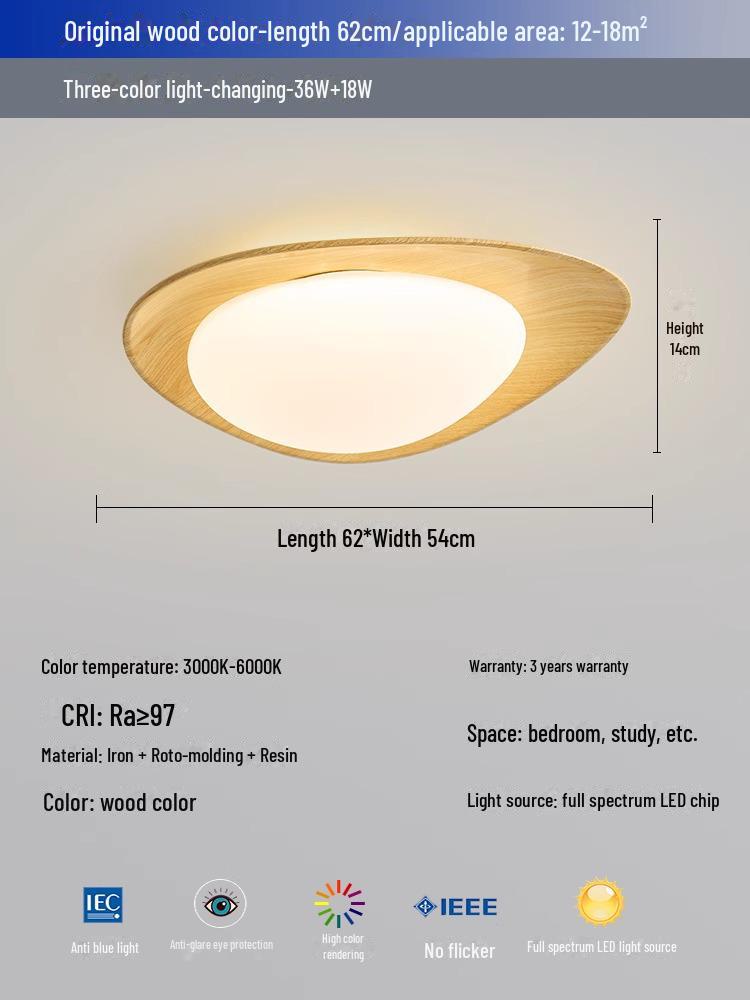 "Nordic Wood Grain Ceiling Lamp for Bedroom & Kids' Room"
