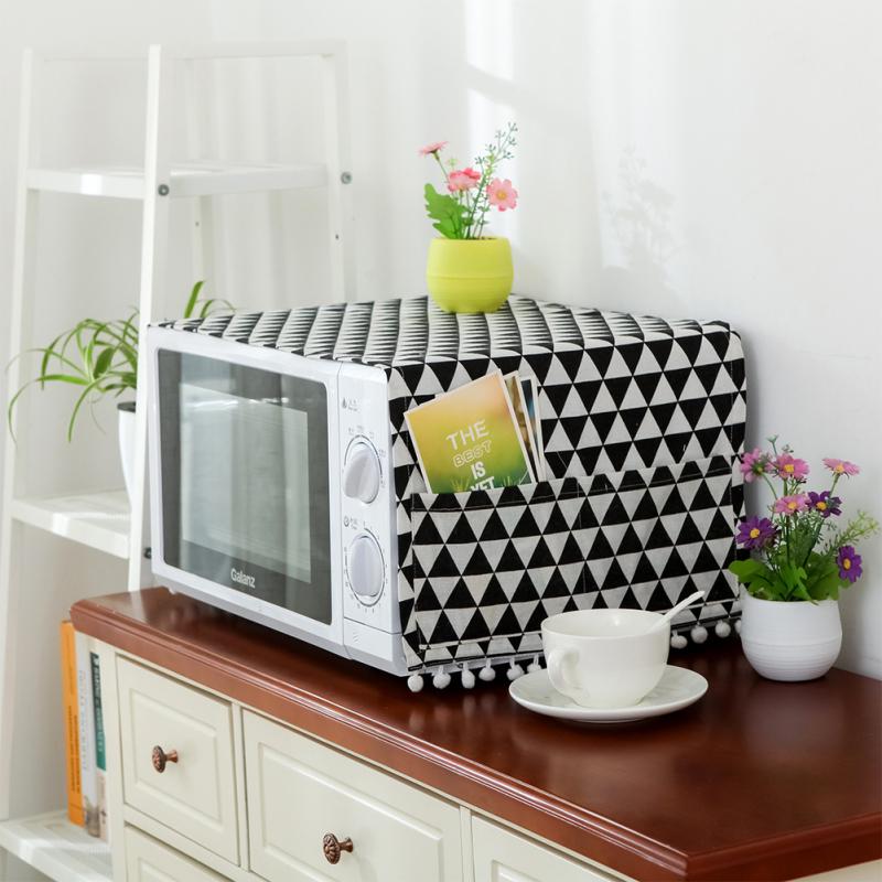 Universal Cotton Linen Dust Cover with Storage Bag for Kitchen Microwave Oven