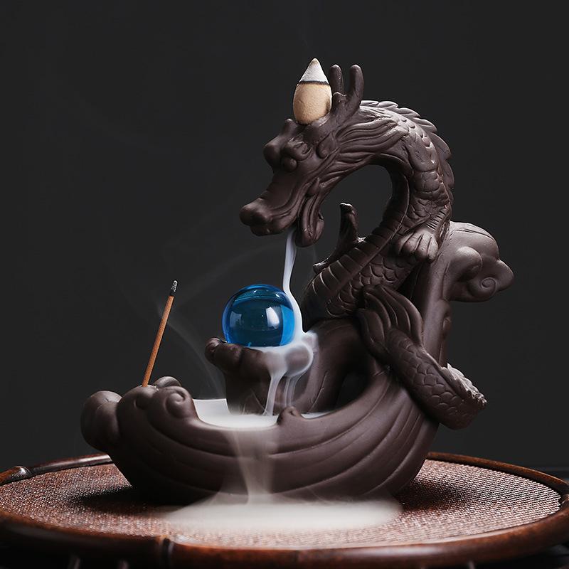 

1 шт. Керамический водопад, винтажный дракон, курильница с обратным потоком, домашний декор, креативный подарок для ароматерапии (Без благовоний)