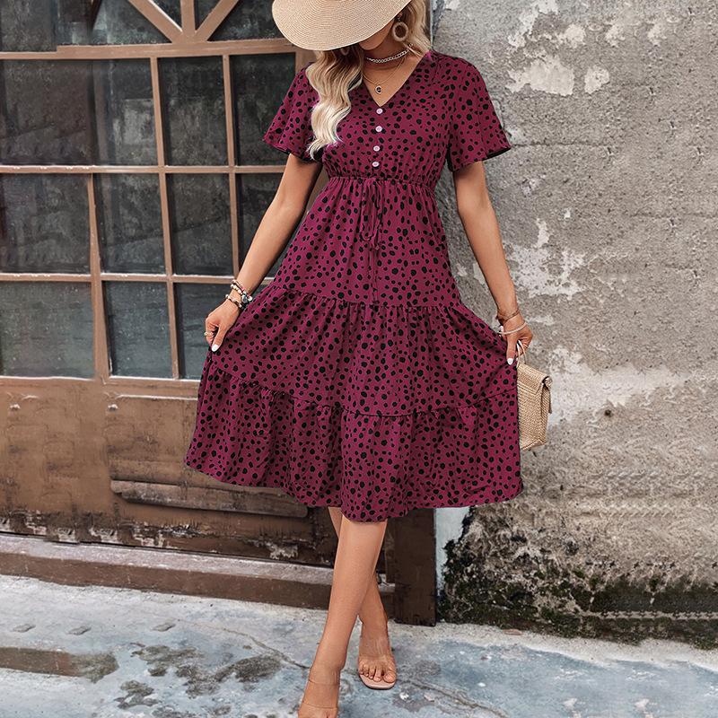 

Летняя повседневная отпускная мода персонализированное платье с коротким рукавом с леопардовым принтом XL