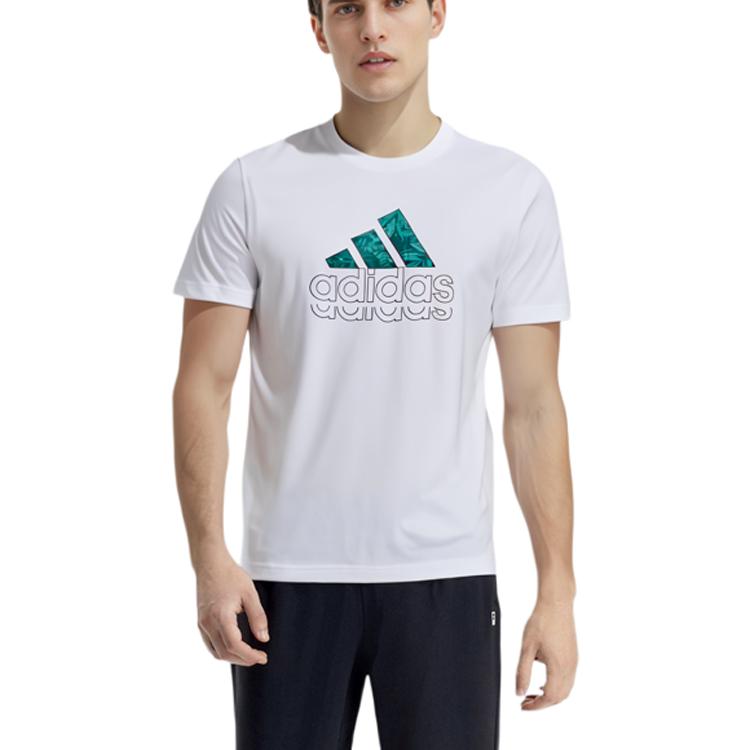 adidas T Shirts Men's White Crew Neck Moderate JE3201