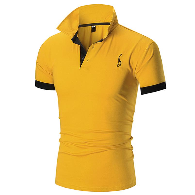 10 Colori Qualità di Marca Cotone Polo Uomo Ricamo Polo Camicia Giraffa Uomo Casual Patchwork Top Maschili