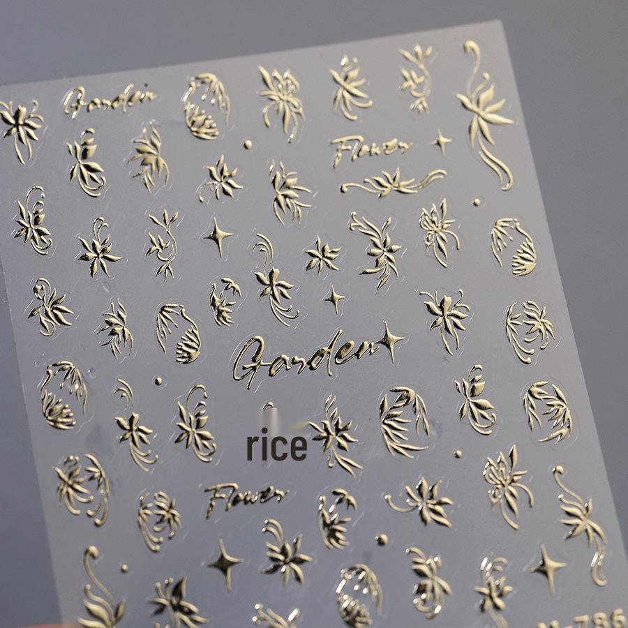 TENSOR Frosted 3D Gold Pattern Self-Adhesive Nail Stickers, Hot Stamping Series M-786