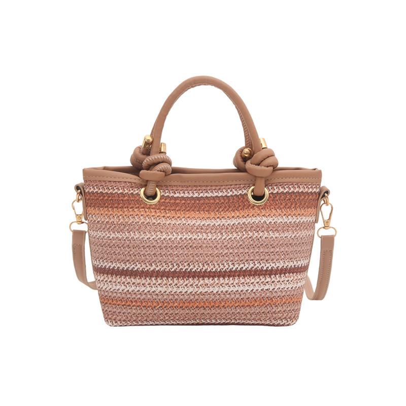 Summer woven bag women's new large-capacity vacation beach bag commuter tote bag women's shoulder messenger bag