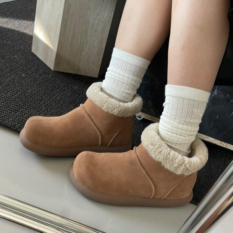 Sangpo snow boots women's 25 winter new small potatoes ugly cute big head short boots thick-soled piled thickened warm cotton shoes