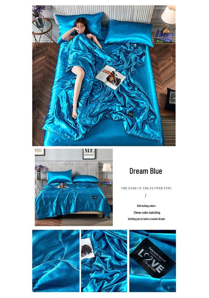Ice Silk Cooling Summer Quilt: Solid Color, Waterproof, Air Conditioning Blanket