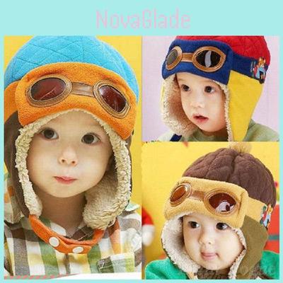 Cozy And Warm Children's Aviator Hat With Earmuffs Fleece-lined Winter Cap