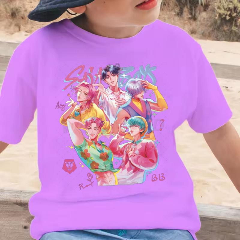 Saja Chlapci Anime Kpop Lovci démonů Dětská trička Nové Letní Ležérní Chlapci Dívky Kreativní Barevné Tričko s krátkým rukávem