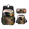 Monster Jam Round Front Bag Backpack Pen Bag Shoulder Bag 3Pcs Set Cartoon Print Student's Best Campus Companion Birthday Gift