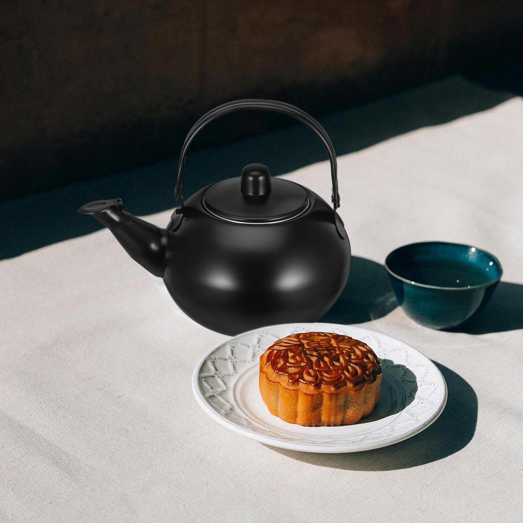 Stainless Steel Teapot Stovetop Black Coffee Kettle Handle Loose Leaf Tea Brewing Coffee Filtering Boiling Water Kitchen