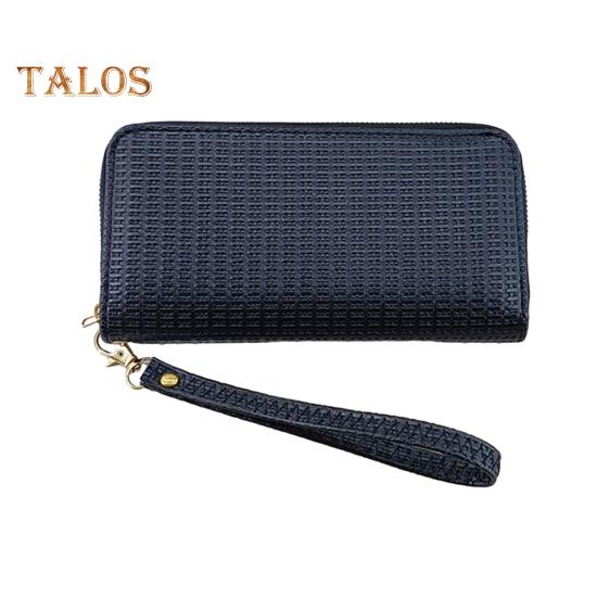 

Женский кошелек, большой, на молнии, держатель для карт, кошелек для удостоверения личности, органайзер для кредитных карт, искусственный кожаный браслет темно-синий