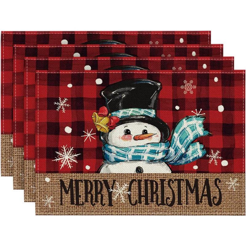 Cross-Border Bestseller Christmas Linen Placemat - Festive Letters & Colors for Restaurant Decoration