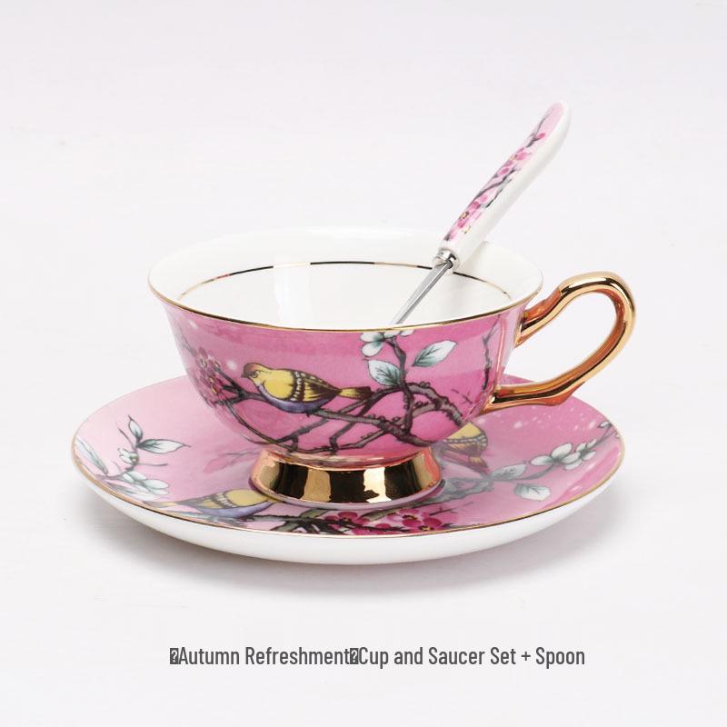 

European Bone China Coffee Cup and Saucer Set - High-End Afternoon Tea Gift 250 ml