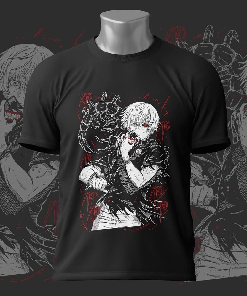 Футболка Tokyo Ghoul Футболка Кен Канеки Японский Манга Аниме Футболка Футболка Все Размеры Унисекс Футболка L