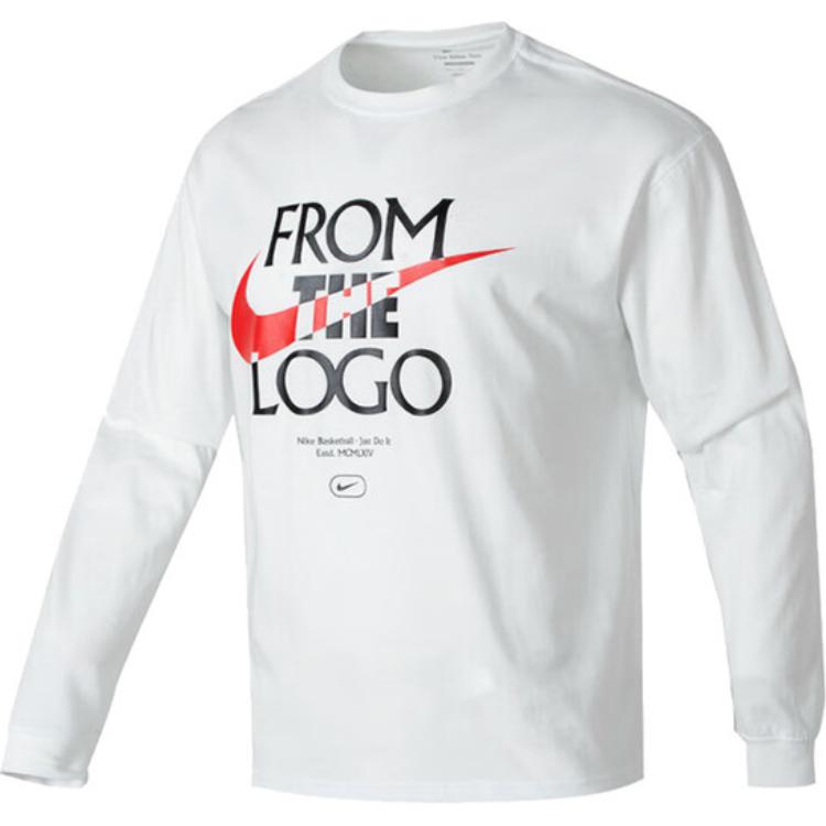 

Nike Свободный крой с буквенным принтом в винтажном американском стиле с круглым вырезом и длинным рукавом, мужские топы белого цвета FQ4921-121 M