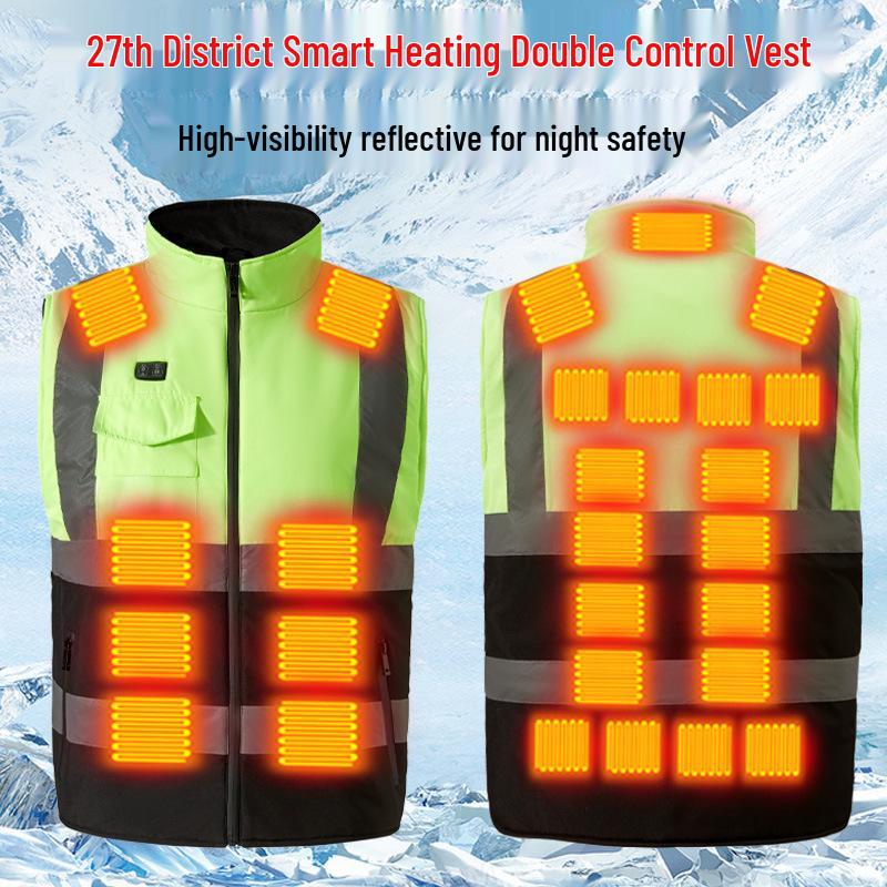 Smart Heated Reflective Vest for Outdoor Winter Warmth and Cold Protection