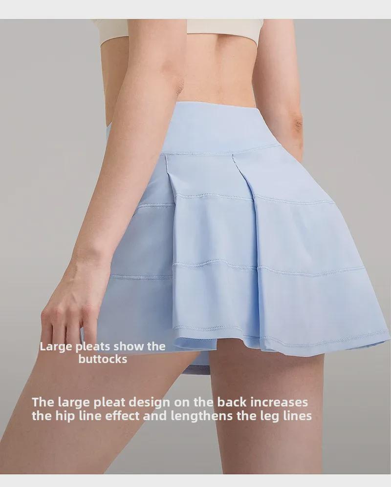 Women's High Waist Quick-Dry Pleated Sports Skirt with Built-In Shorts for Running and Tennis
