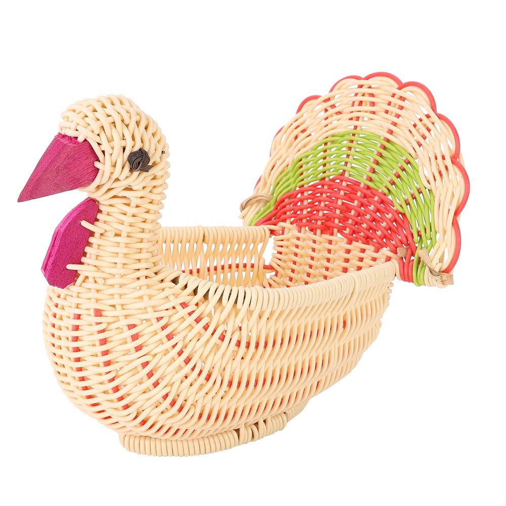 Cute Desktop Mini Turkey shape Storage Basket HandWoven Basket Home Decoration