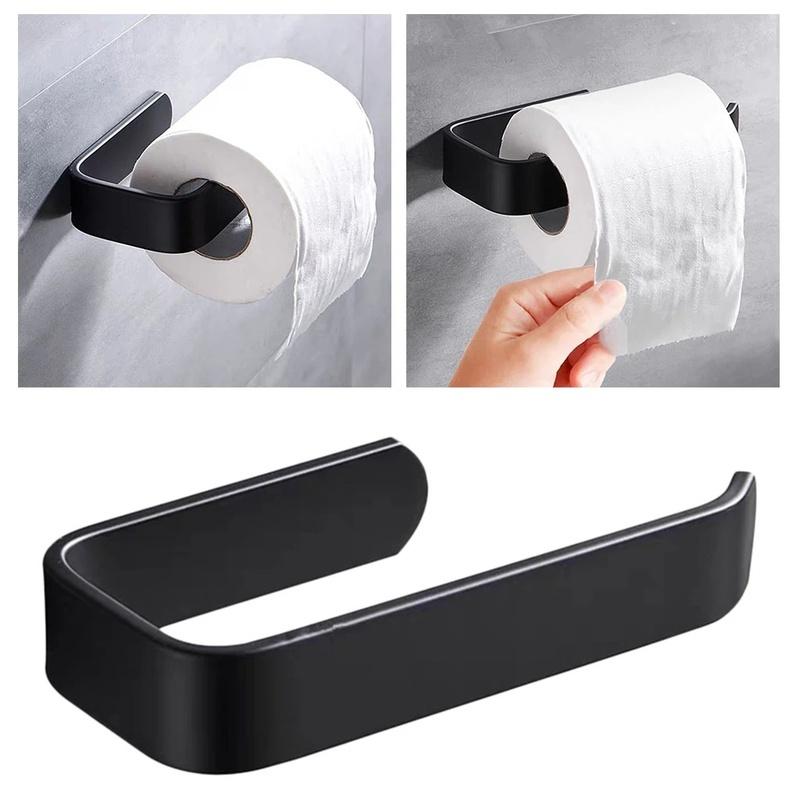 1PC Toilet Paper Holder Tissue Rack Wall Mounted Bathroom Kitchen Roll Holder Paper Tissue Rack Hook Modern Black Hanger