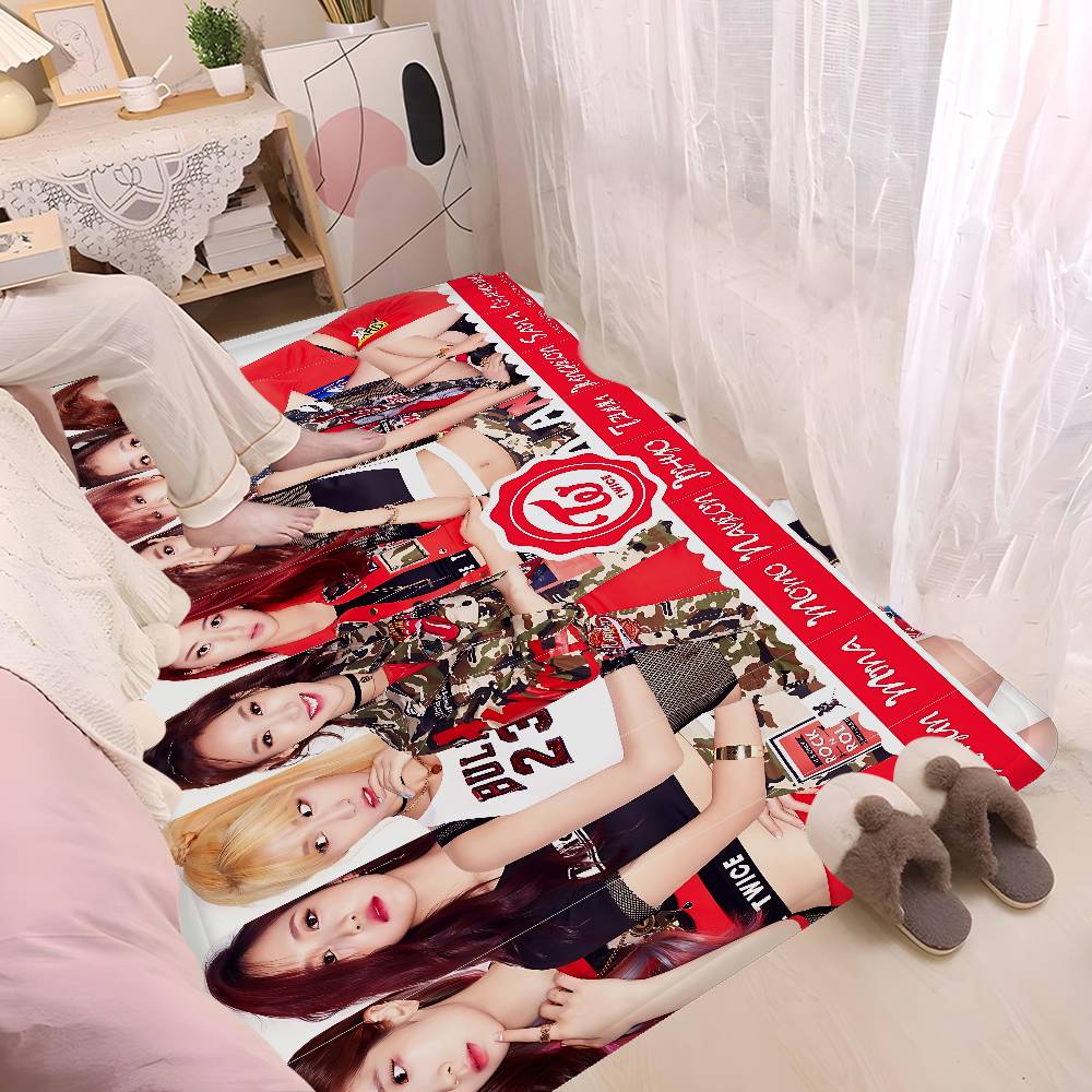 Kpop T-Twice Floor Mat Anti-slip Absorb Water Long Strip Cushion Bedroon Mat Alfombra