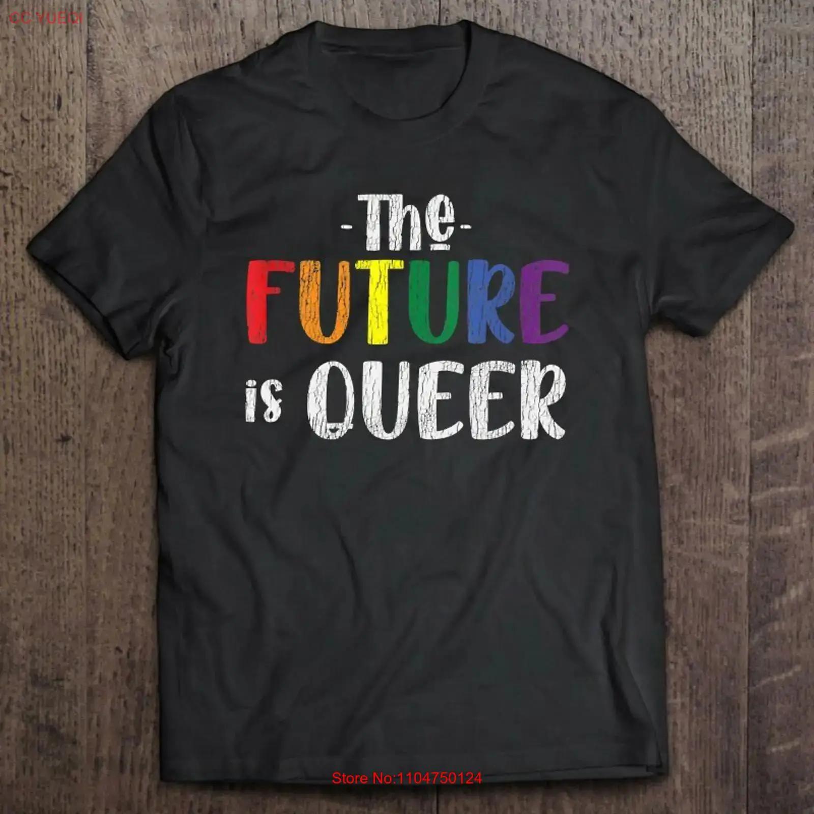 

Vintage Rainbow The Future Is Queer Pride Lesbian Gay Lgbtq T Shirt vintage Washed Unisex homme fashion Soft Breathable 5XL різнокольоровий