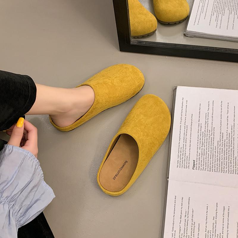 Retro Bag Head Slippers Women's Outer Wear Spring New Casual Versatile One-pedal Half Slippers