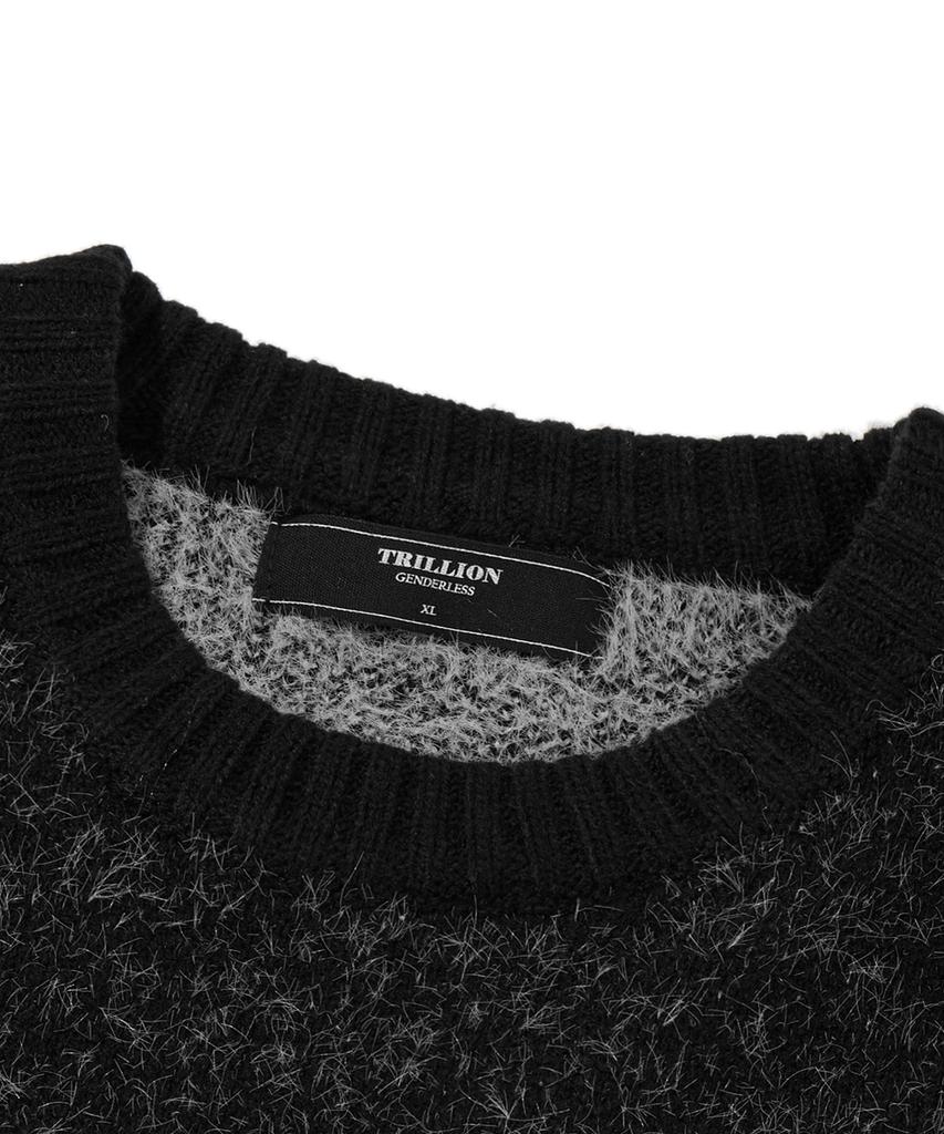 TRILLION Hairy Graphic Logo Oversized Jacquard Knit (Black)